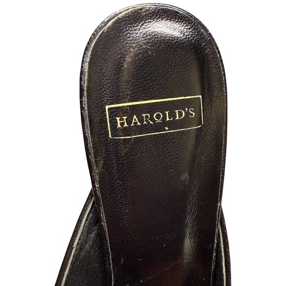 HAROLD'S Women's 8.5M Leather Black White Herringbone Kitten Heel Shoe Mules - Picture 10 of 13